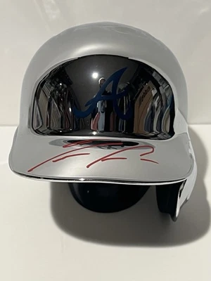 RONALD ACUNA Signed Autograph Auto Atlanta Braves Chrome Riddell Mini Helmet JSA - Image 1 of 3