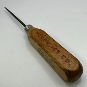 Huron Ice Company Ice Pick South Dakota SD Vintage Wood Handle - Picture 1 of 18