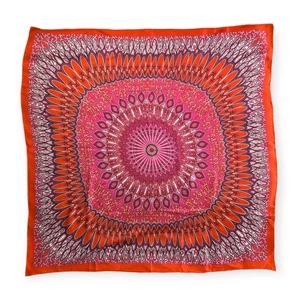 Mandala cuadrado de seda grande naranja y magenta TALBOTS 34x34 - Imagen 1 de 5