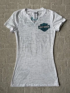 Harley Davidson Sheer Shirt Short Sleeve Rhinestones Women's XS Tee Sydney Aus - Picture 1 of 7