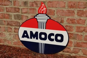 OLD STYLE 2FT AMOCO STANDARD AMERICAN MOTOR OIL GAS TORCIA 2SIDE SIGN USA MADE - Foto 1 di 8
