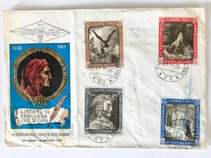 FDC DANTE ALIGHIERI 1965 SAN MARINO WITH STAMPS FIRST DAY COVER SEALED ENVELOPES - Picture 1 of 5