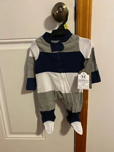 NEW SIZE PREEMIE HONEST BABY BOY ORGANIC COTTON SLEEP & PLAY ONE PIECE - Picture 1 of 9
