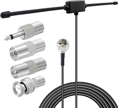 Indoor FM Radio Antenna With 4 Adapters, 75 Ohm for Home Stereo Receivers - Image 1 of 4