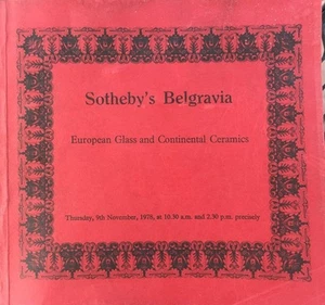 SOTHEBYS Auction Catalog 11/9/1978 European Glass & Continental Ceramics * - Picture 1 of 9