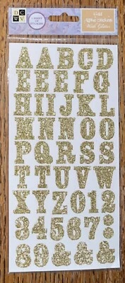 DCWV Die Cut With View Glitter Gold Alphabet Letters Alphas Scrapbook Stickers - Image 1 of 4