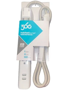 360 Electrical Habitat Premium Überspannungsschutz Steckdosenleiste + 2,4A Dual USB Ports - Bild 1 von 5