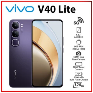(New) VIVO V40 Lite 5G 8GB+256GB BLACK Dual SIM Unlocked Android Cell Phone - Picture 1 of 5