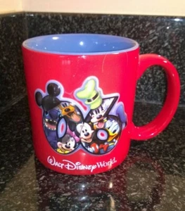 Vintage Walt Disney World Red Mug 2006 Large Mug Beautiful Decorated Never Used - Picture 1 of 6