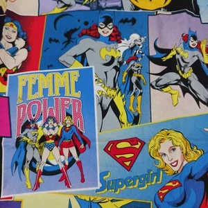 Femme Power Supergirl Batgirl Wonder Woman Fabric DC Comics Almost 2 Yards - Picture 1 of 5