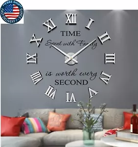 Reloj de Pared Moderno 3D Grande Para Decoraciones de Hogar Reloj de Pared NUEVO - Picture 1 of 8