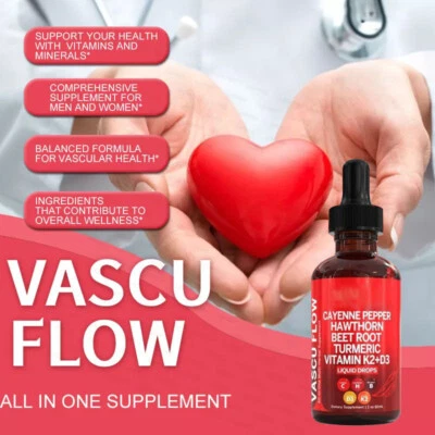 Gotas líquidas de vitamina cúrcuma raíz de remolacha espino pimienta de cayena Nutra Vascu Foto 1 de 4