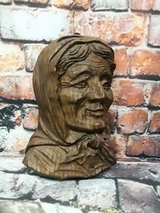 Relief Frau mit Kopftuch geschnitzt Holz Wandbild sic France 18 x 12 cm - Bild 1 von 5