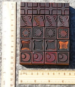 letterpress wooden printing blocks ornaments Art Nouveau Deco wood decoration - Picture 1 of 4