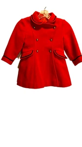 Rothschild Girls Wool Coat Red Size 4 Double Breasted - Picture 1 of 10