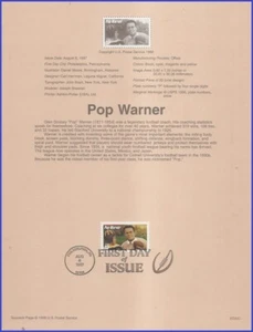 USA7 #3149 U/A SOUVENIR PAGE FDC   Glence Pop Warner with red bar - Picture 1 of 1