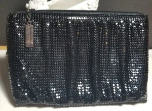 WHITING & DAVIS Vintage BLACK METAL MESH Zip EVENING COCKTAIL CLUTCH/BAG/PURSE - Picture 1 of 14