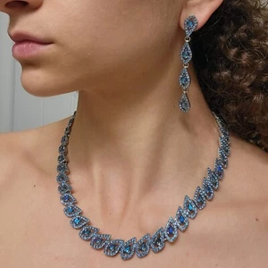 Macy's I.N.C. Blue Gems Necklace & Earring Set, New With Tags, Great For Gifting - Picture 1 of 4