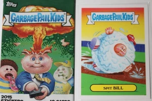 GARBAGE PAIL KIDS 2015 serie 1 MASCOTTE #3 Spit Bill + 1 involucro vuoto - Foto 1 di 4