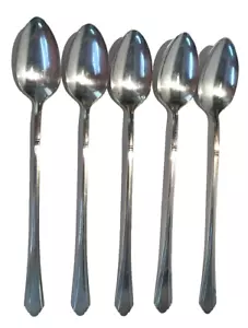 Juego de 5 cucharas de té heladas vintage Wilshire IS 1933 largo plato de plata 7-1/2" - Imagen 1 de 9