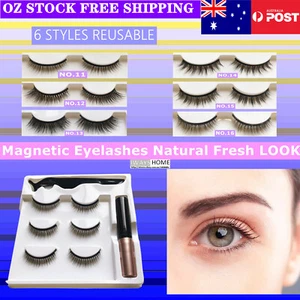 Natural Look Magnetic Eyelashes Reusable Makeup False Lashes Extensions Eyeliner - Picture 1 of 15