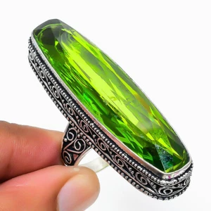 Peridot Gemstone 925 Sterling Silver Ring Size 9.5 O059 - Picture 1 of 5