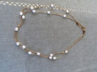 Two Row Small Pearl W/ Gold Tone Chain W/ Extender Chain Beautiful Necklace Wed
