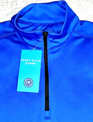 NEW PERRY ELLIS SPORT, MEN'S SMALL, HALF-ZIP UPF50🔵FLEECE SWEATER, MSRP $98.00! - Image 1 of 4