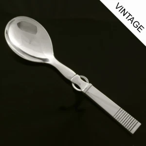 Georg Jensen All Silver Salad Serving Spoon 432 - Parallel/ Relief - Picture 1 of 1