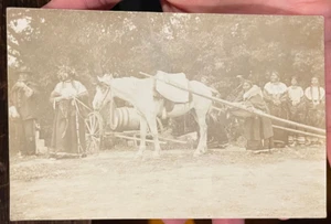 RPPC Postcard PHOTO Native American Indians Horse Travois Travoy Barrell OLD - Picture 1 of 7