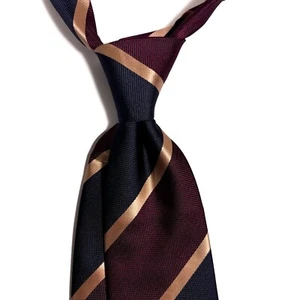 Navy Blue / Burgundy / Gold Regimental Stripe Tie - Picture 1 of 4