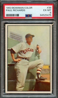BB - 1953 Bowman Color - #39 - Paul Richards - PSA 6 - EX-MT - Image 1 of 2