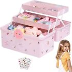 Lockable Hair Accessories Organizer Pink Multi-Layer Girls Jewelry Box  Makeup