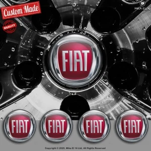 Fiat Aufkleber Set aus 4 Stück 3D-Gel-Silikon Radnabenkappen Nabendeckel - Bild 1 von 5