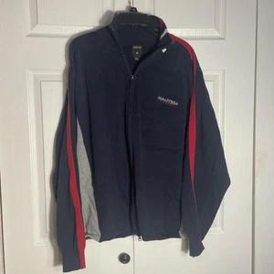 Vintage Y2K Nautica Competition Jacket Men 2XL Full Zip Track Colorblock Knit - Picture 1 of 14