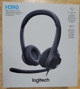 Logitech H390 Wired USB Headphones with Mic Headset with Microphone for PC NEW - Picture 1 of 2