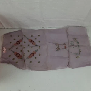 Vintage Hand Embroidered 12" Square Pillow Case Unfinished 1936 Lilac Purple - Picture 1 of 16