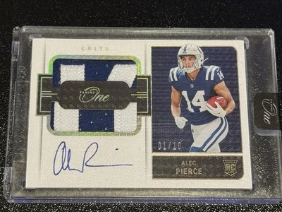2022 Panini One Alec Pierce RC Dual Patch Auto 1/10 Colts FIRST ON PRINT Indy  - Image 1 of 4