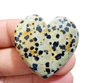 Glowing A+ 59 Crt Dalmatian Jasper Heart Shape Ethical Gemstone Cabochon Jewelry - Picture 1 of 7
