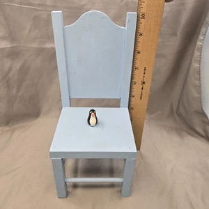 1:4 Scale 10" Blue Wood Miniature Dollhouse Doll Bear Chair - Picture 1 of 5