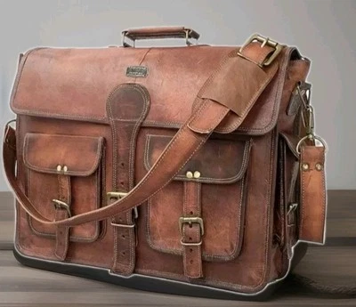 Cuero 16in Vintage Handmade Leather Messenger Bag Briefcase for Men and Women - Image 1 of 4