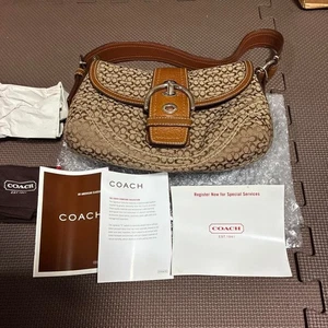 Coach Signature Sufflette Vintage Stoff braun SoHo Tasche F12308 gebraucht, in einwandfreiem Zustand - Bild 1 von 9