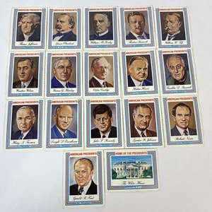 Lote de 17 tarjetas de presidentes estadounidenses 1975 Visual Panographics Inc Kennedy Nixon - Imagen 1 de 14