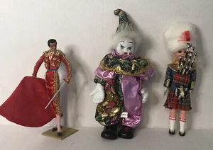 Porcelain Clown Doll With Two Other Dolls Lot - Picture 1 of 9