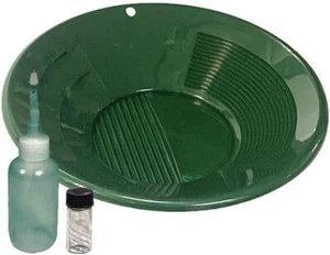 Sluice Monkey 10" Tripple Riffles Green Plastic Gold Pan, Sniffer & Glass Vial - Picture 1 of 1