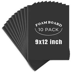10 Pack 9x12 Black Foam Boards Foam Core Poster Board for Display Mounting Print - Picture 1 of 6