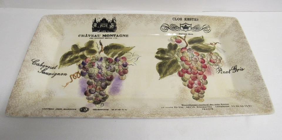 222 Fifth Wine Serving Platter "Vintners Journal" Lauren Hamilton 18 1/2" W - Image 1 of 4