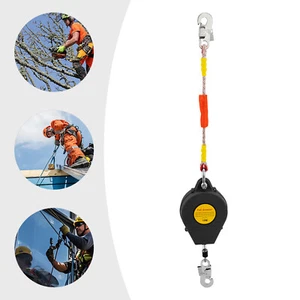 15M Self Retracting Lifeline Lanyard Fall Arrester Fall Protection w/ Hook Black - Picture 1 of 13