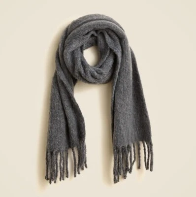 Новый J Crew женщин плюшевая пряжа вересковый серый бахрома прямоугольный шарф - Изображение 1 из 2