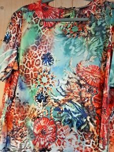 ♥️🔆♥️Damen Shirt Gr. 2XL Größe 46 ♥️🔆♥️ Korallenmotiv Muscheln Meer Urlaub - Bild 1 von 7